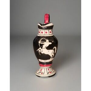 Vtg 1971 Garnier Horse Black Pitcher Decanter EMPTY Creme De Menth Bottle 1.5oz